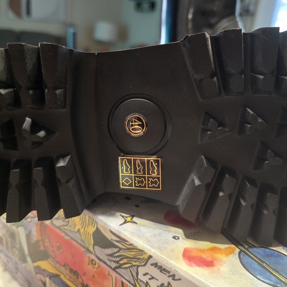 Jeffrey Campbell Black Ankle Boots with Gold Chain Detail - Picture 6 of 7